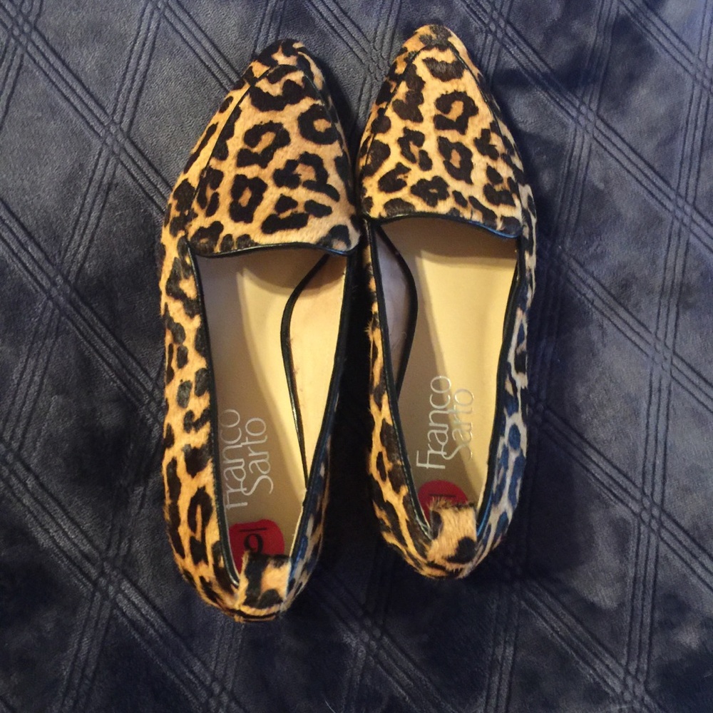 Franco Sarto Calf Hair Leopard Print Loafers🐆